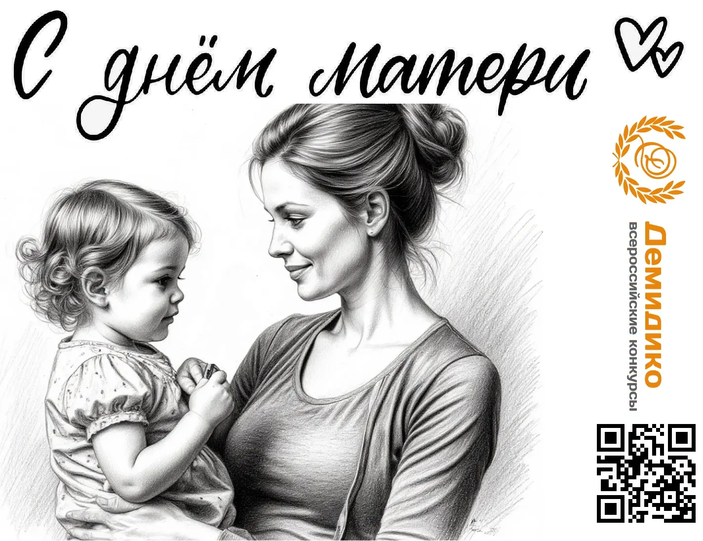 Рисунок карандашом Мама с ребенком