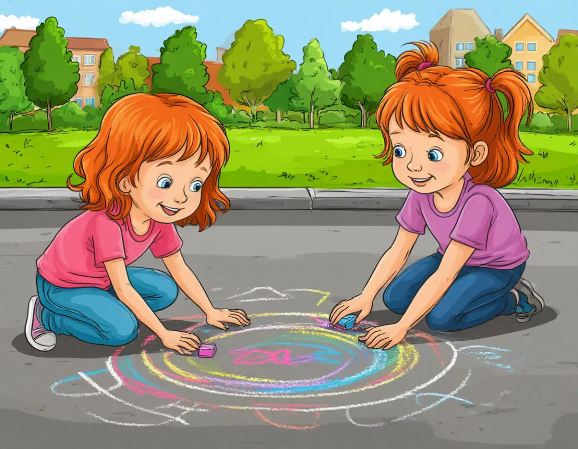 дети рисуют на асфальте