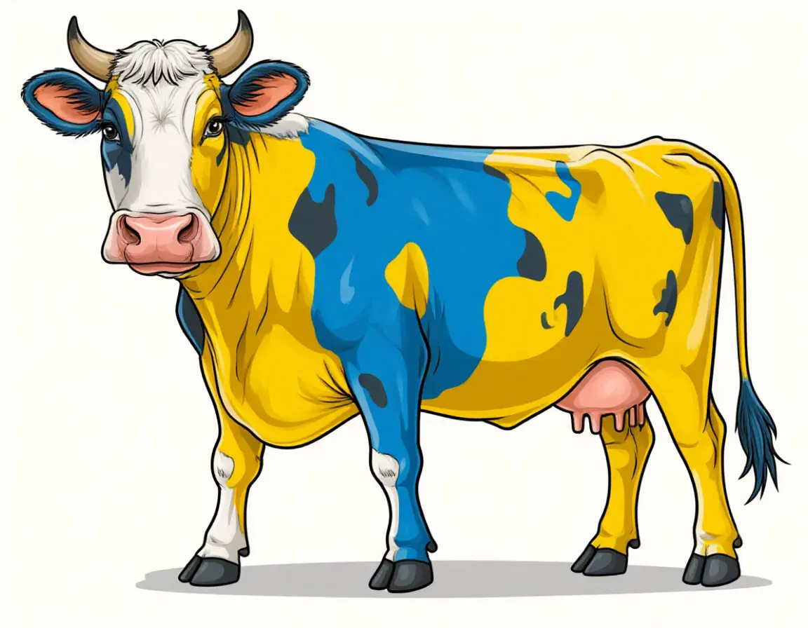 корова жёлто-синяя