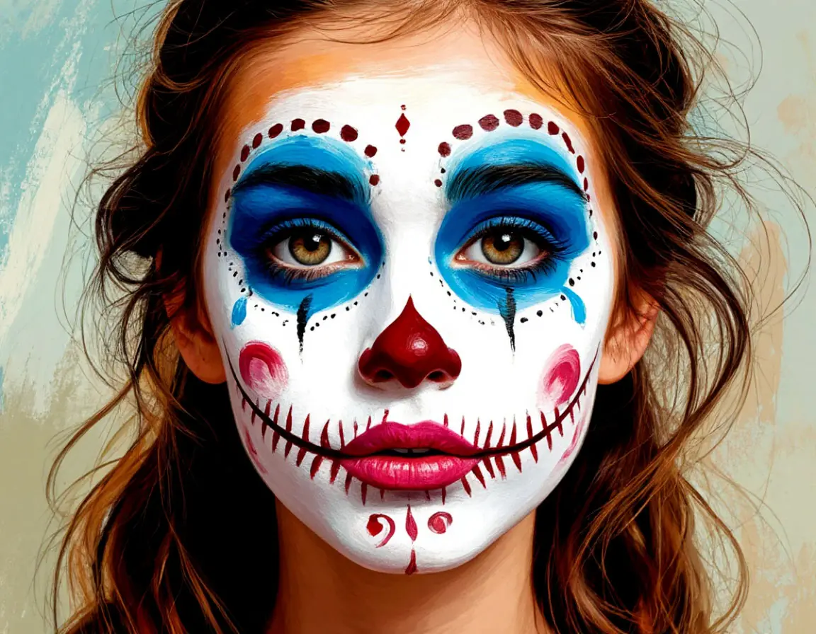 разрисованное лицо девушки