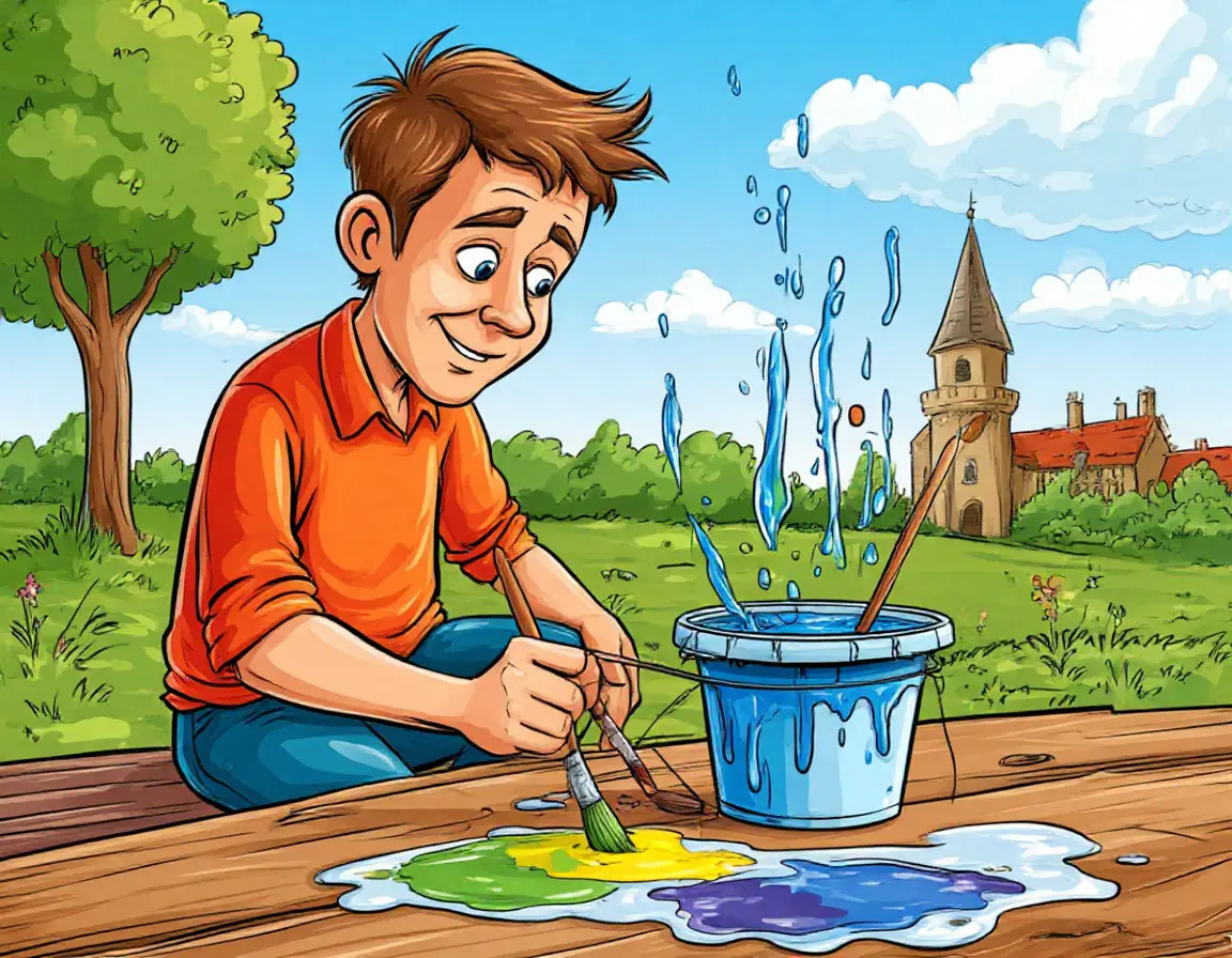 мужчина смывает краски