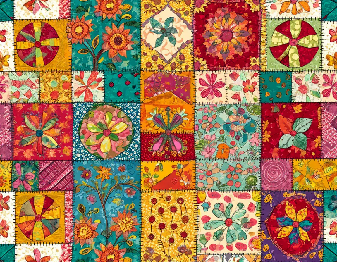 сшитое из кусочков ткани полотно