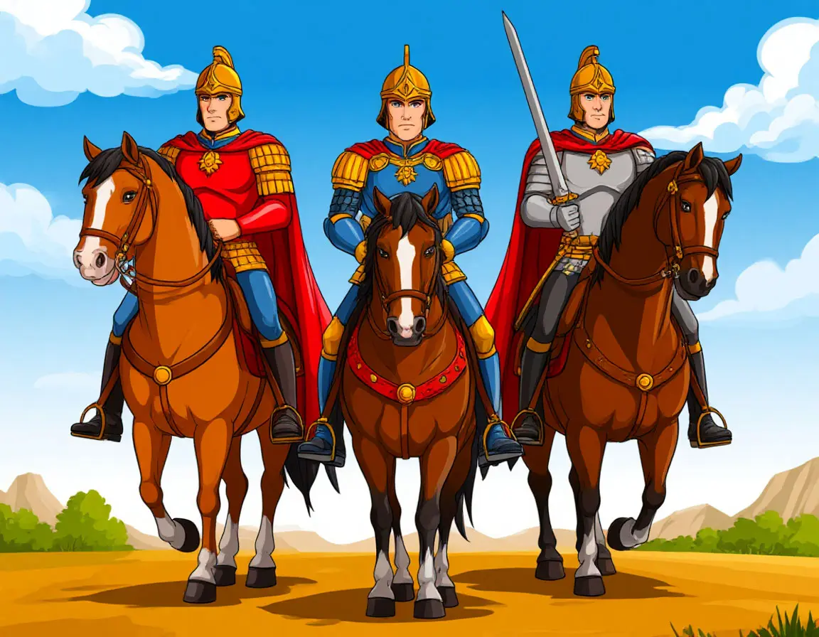 три богатыря на конях