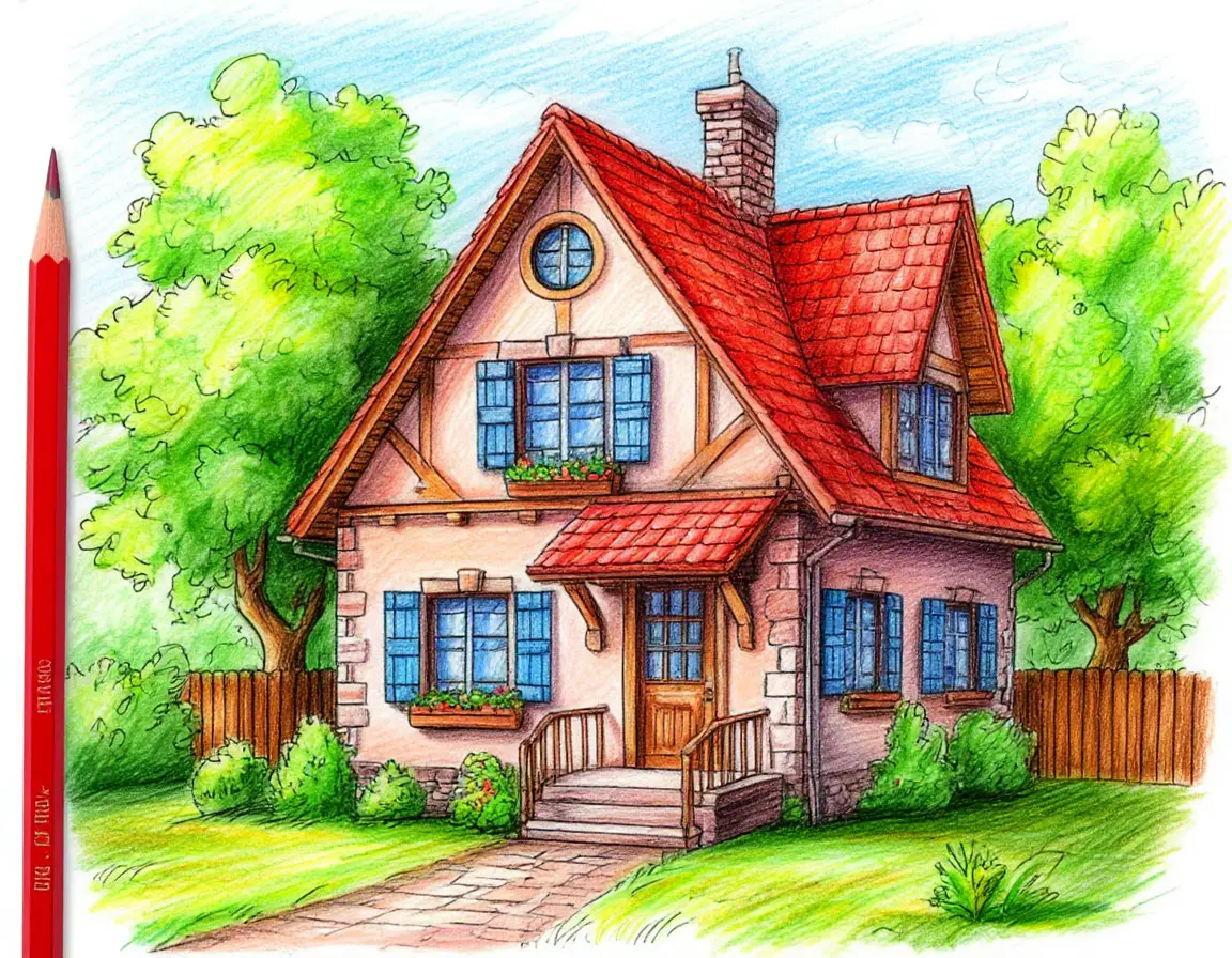 дом карандашом