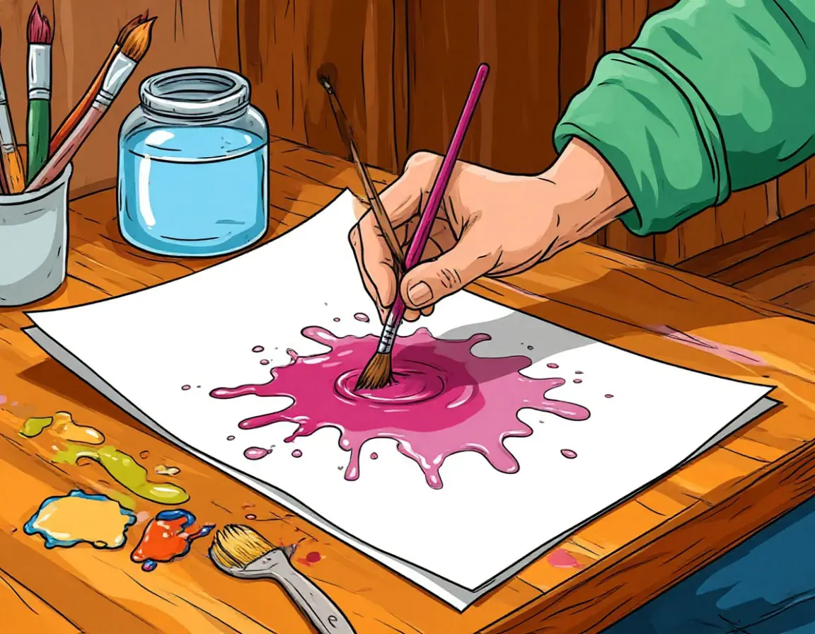 краска на листе бумаги