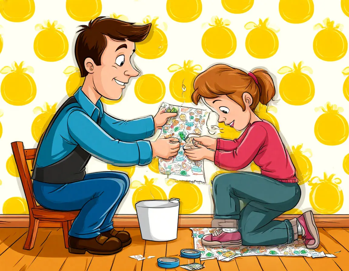 клеят обои на стену