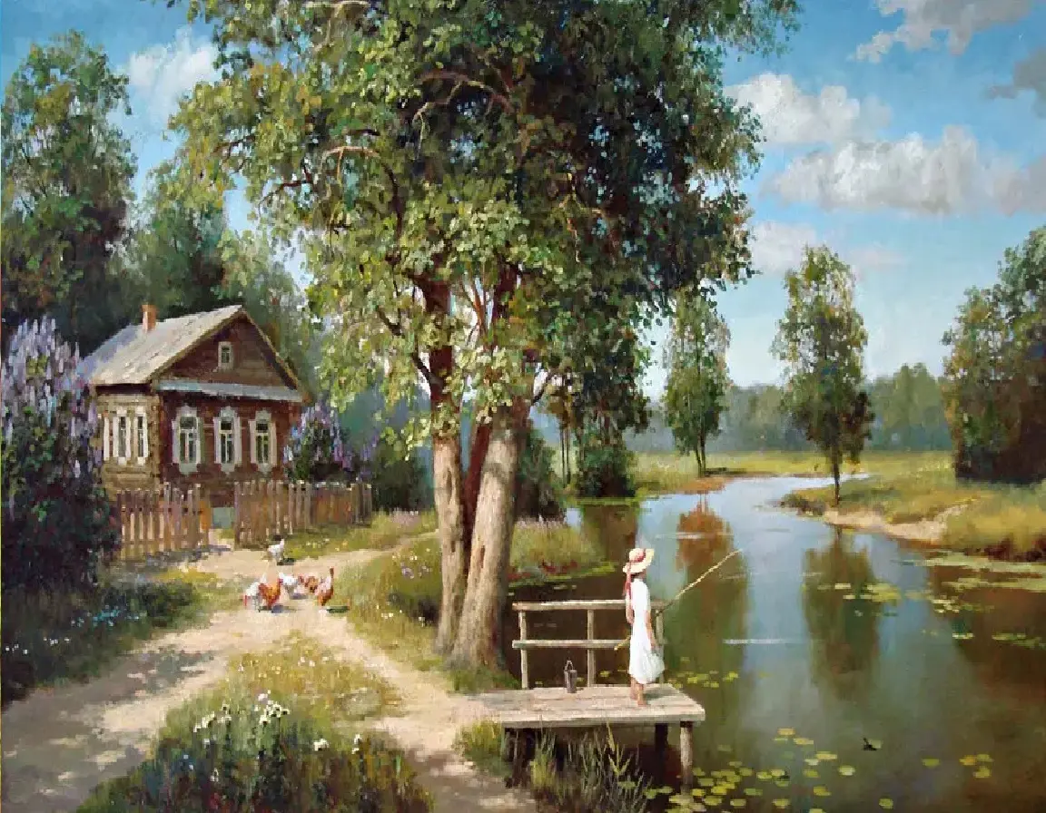 картина лето в деревне