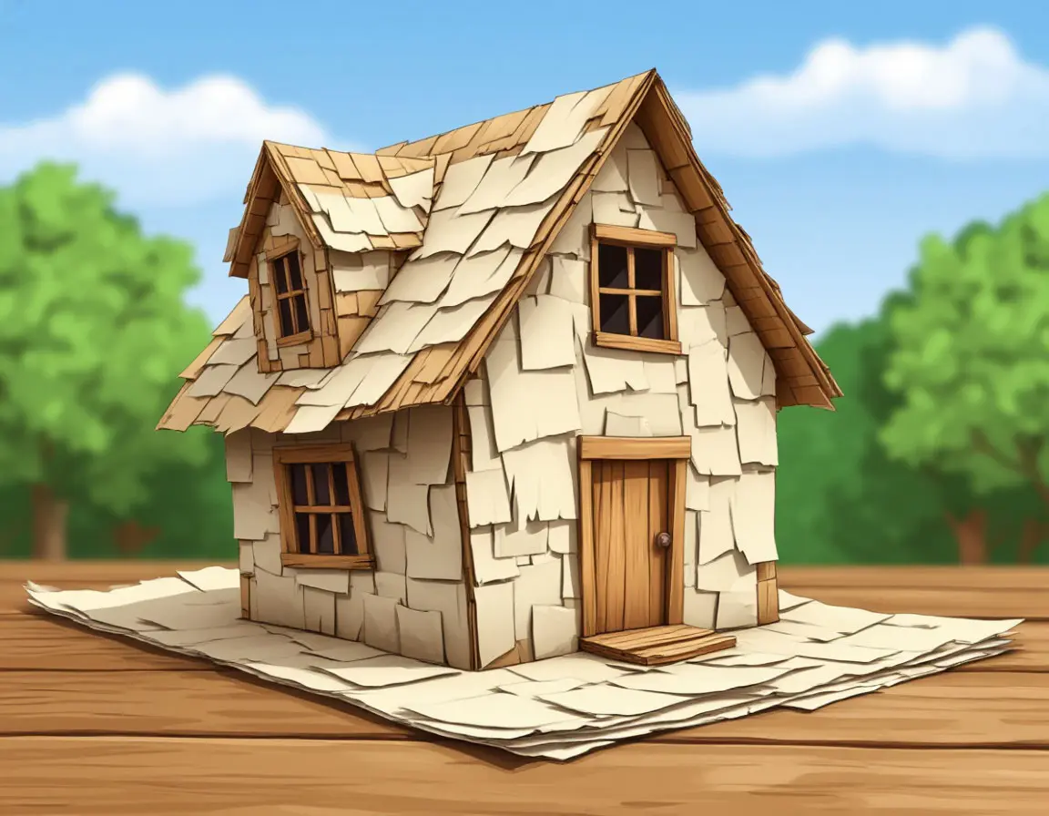 макет дома из кусочков бумаги