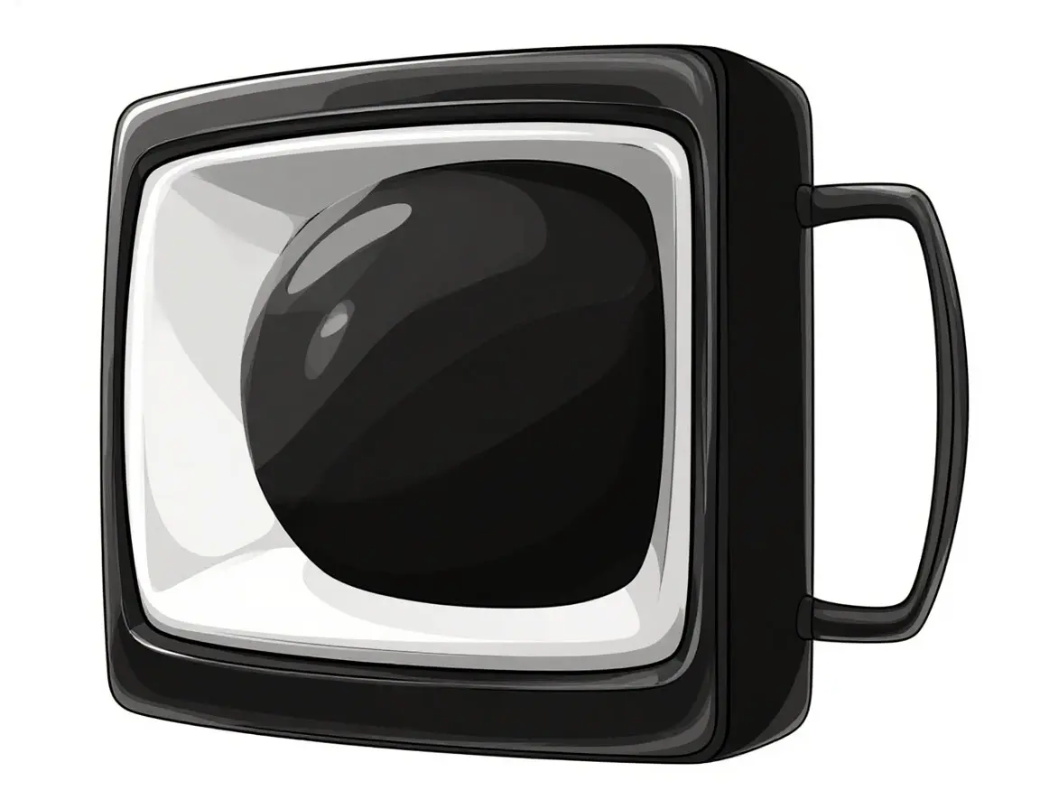 Чёрная квадратная кружка-телевизор