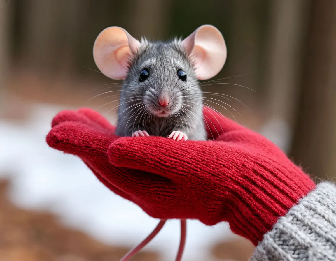 руки в перчатках держат мышку