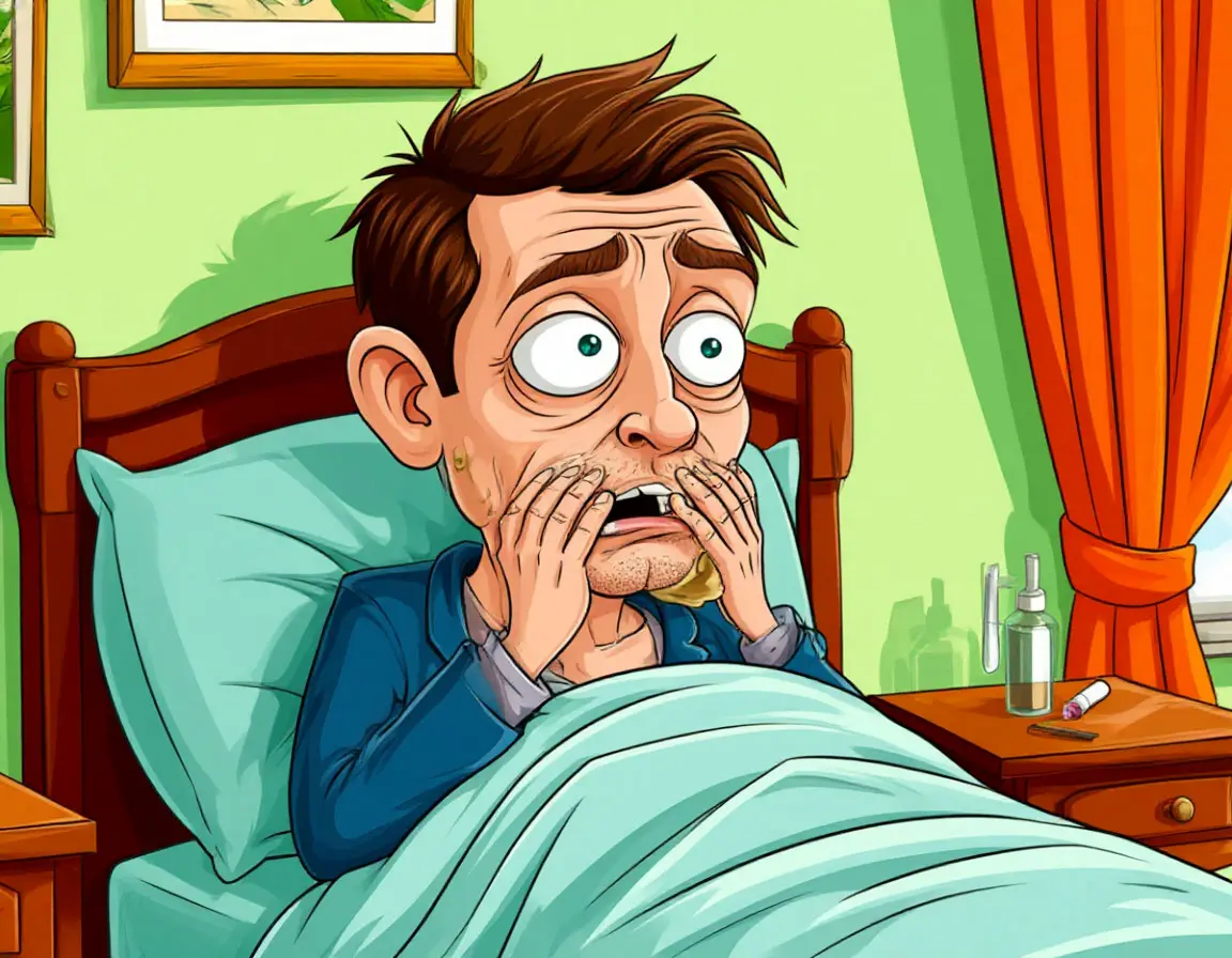 больной человек лежит в постели