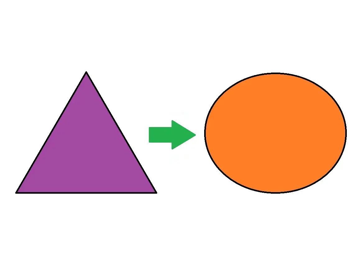 фиолетовый треугольник превратился в оранжевый круг