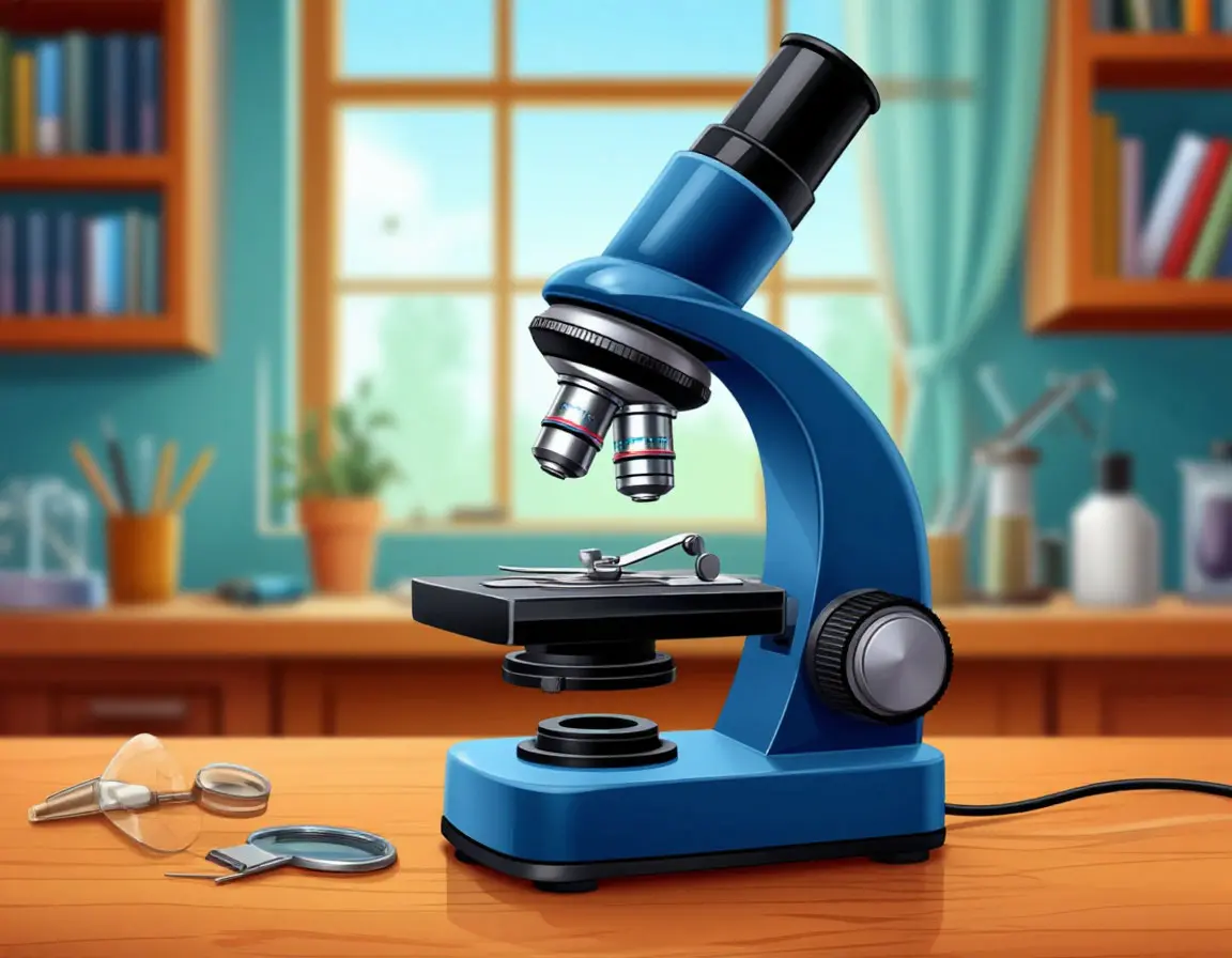 микроскоп на столе