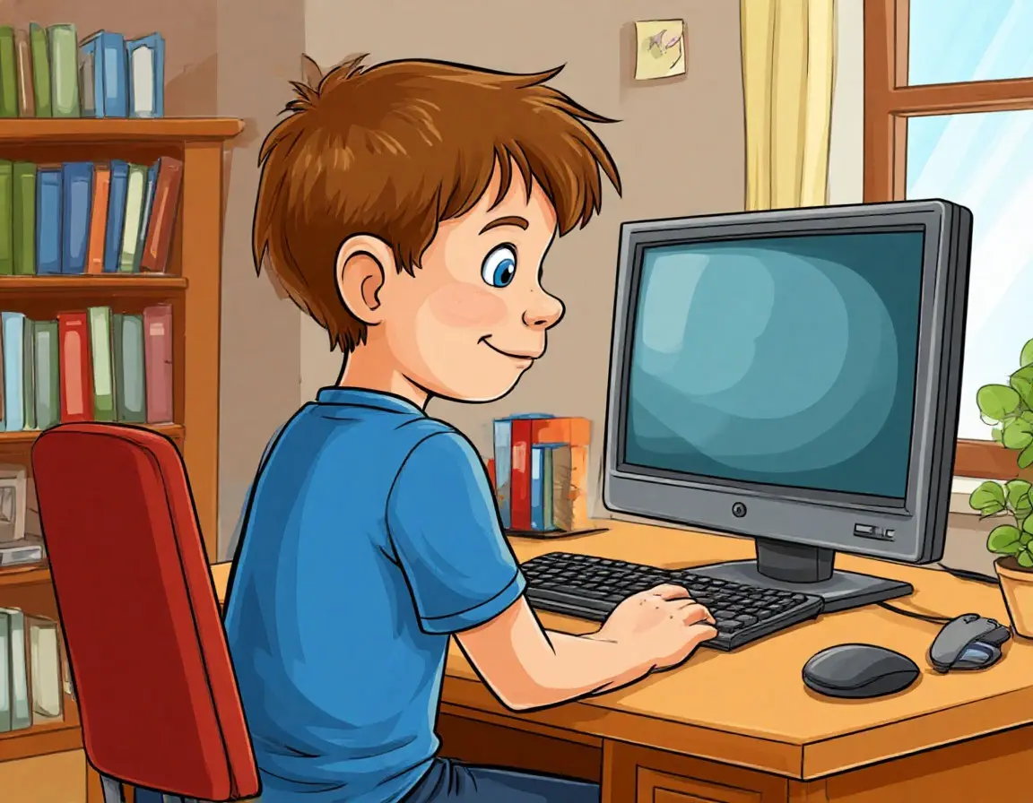 мальчик за компьютером