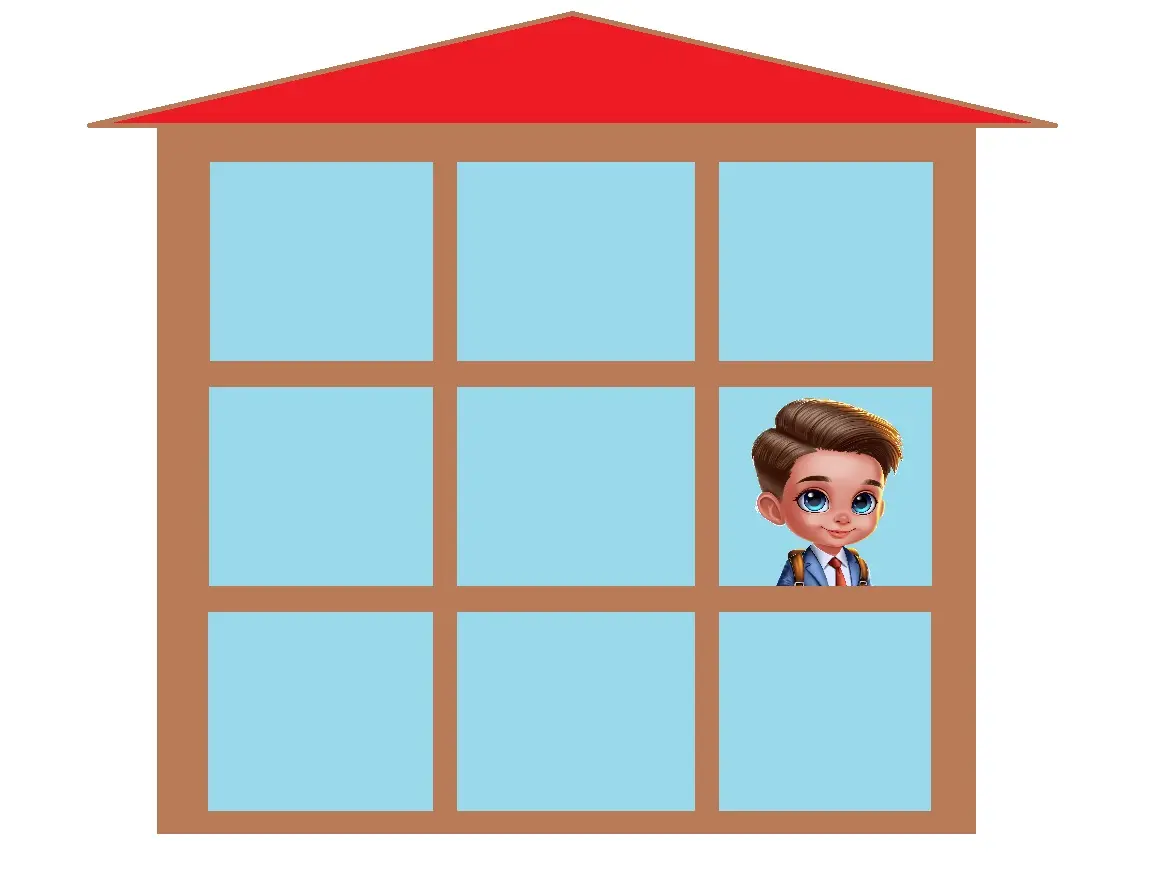 Демид в окне дома