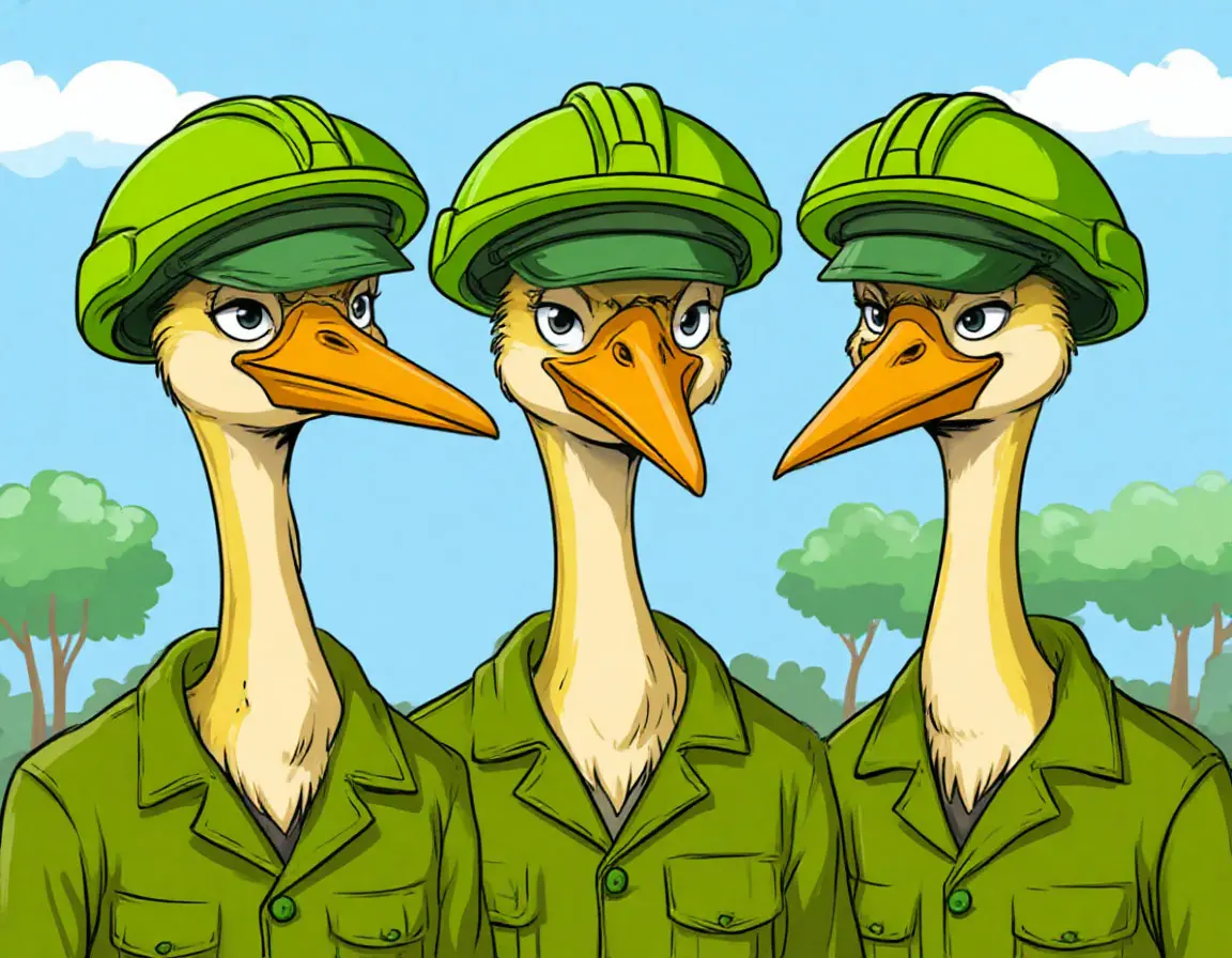 три гуся в зелёной одежде