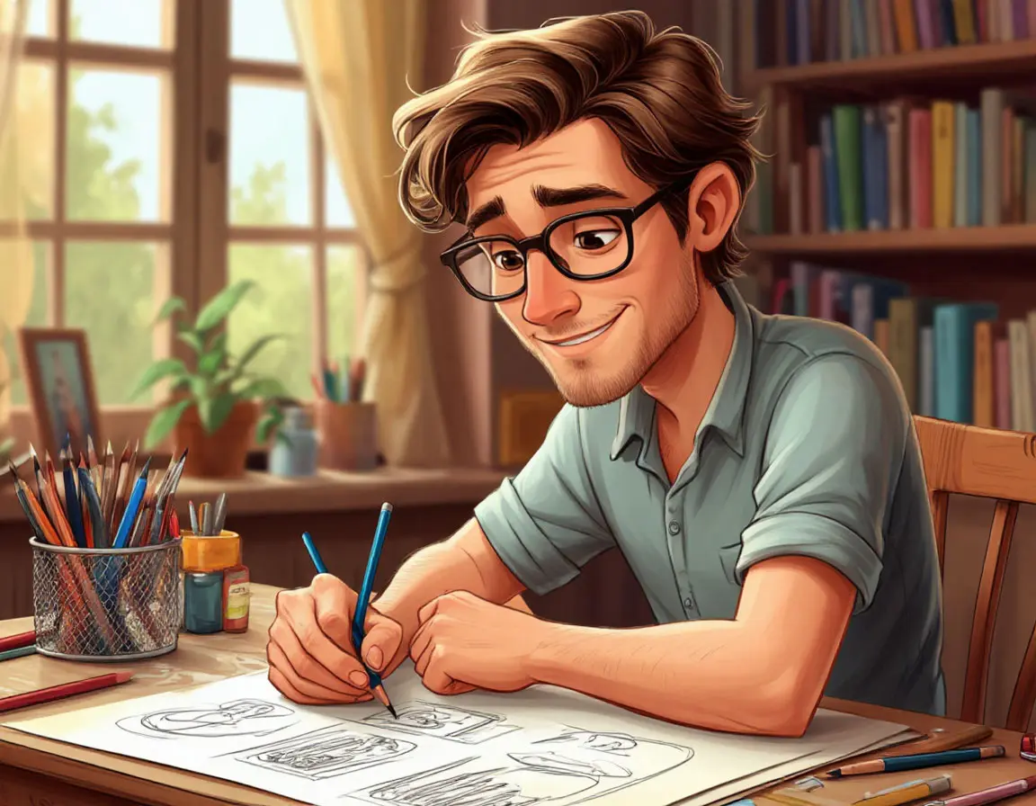 мужчина изучает графики за столом