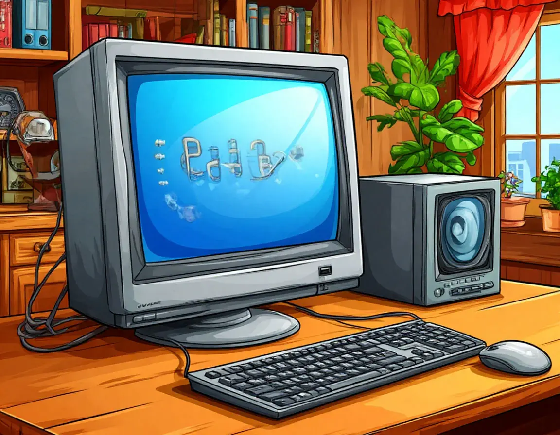 компьютер стоит на столе