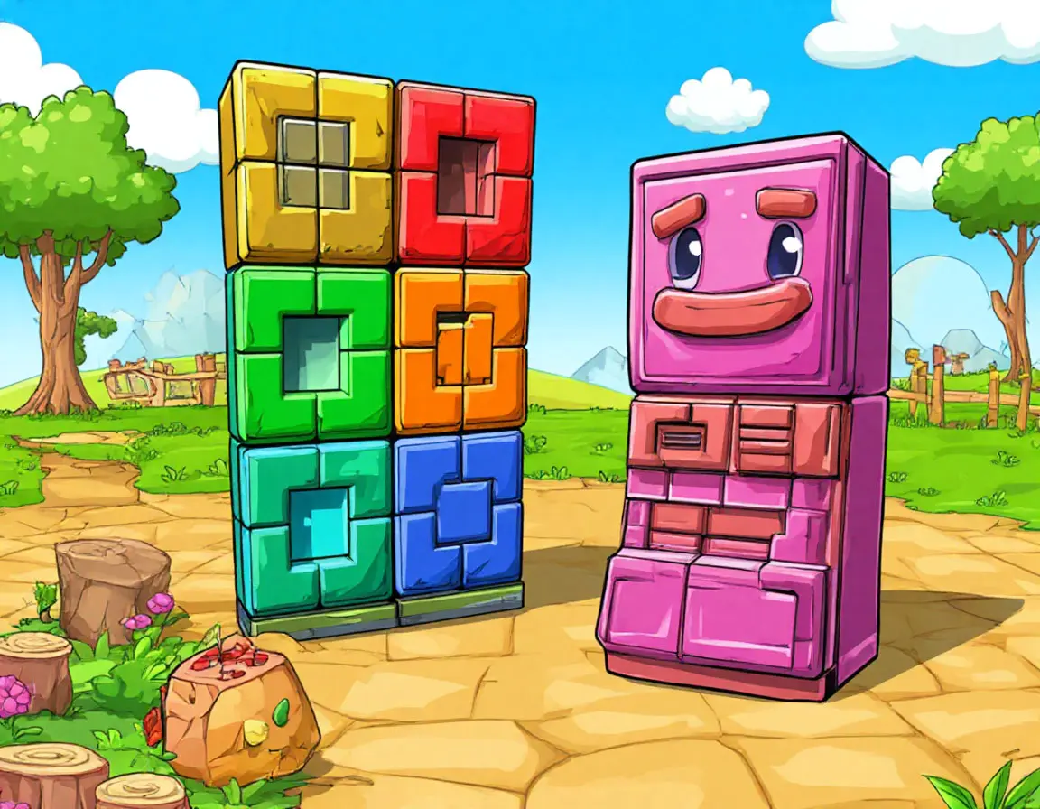 цветные блоки на тропинке