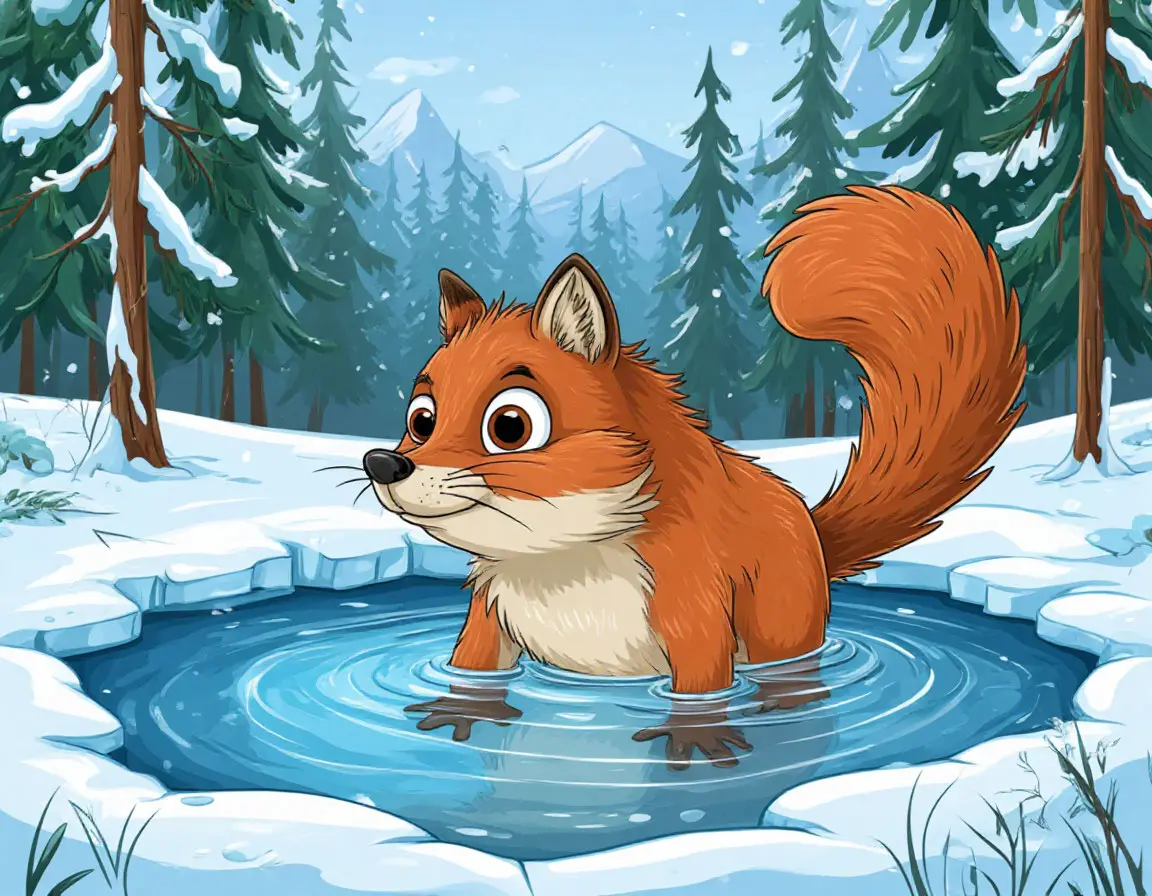 лиса в проруби зимой