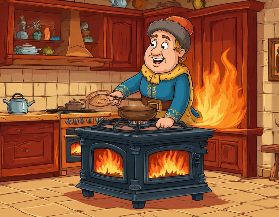 мальчик у печки дома