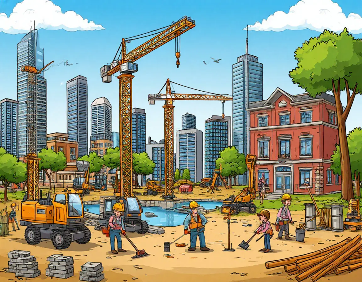 строительство города