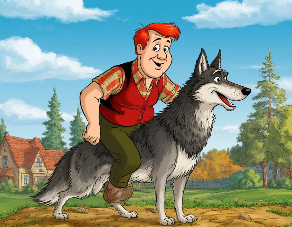 человек верхом на волке