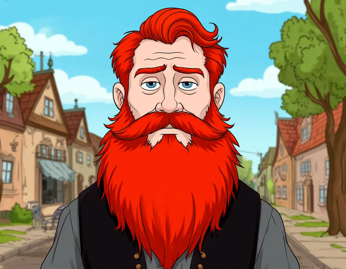 человек с красной бородой и волосами