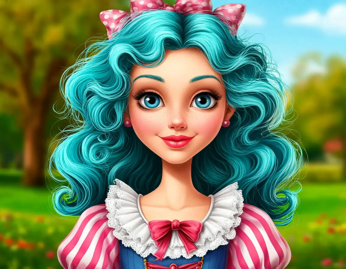 девочка с голубыми волосами