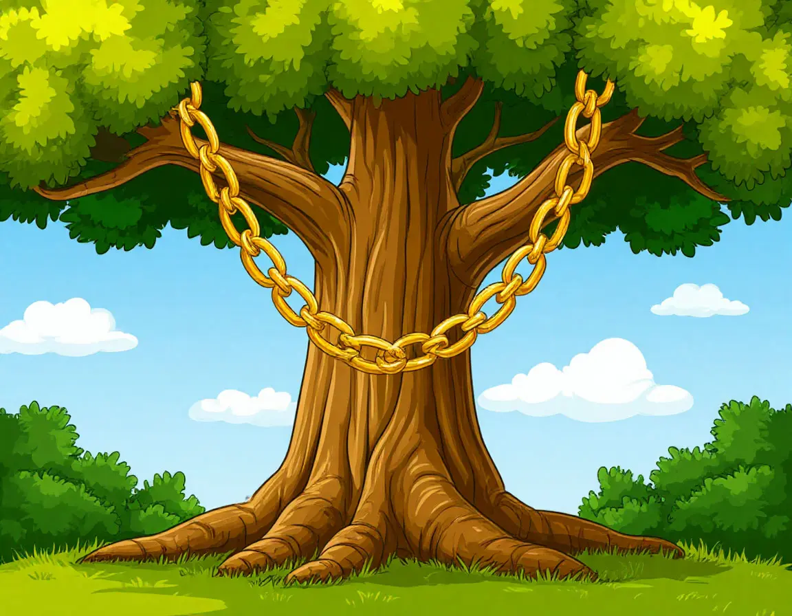 цепь на многовековом дубе