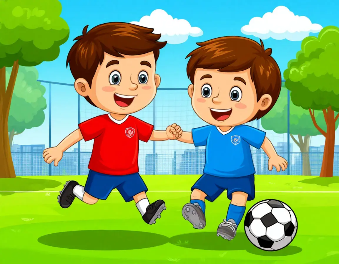 ребята играют в футбол