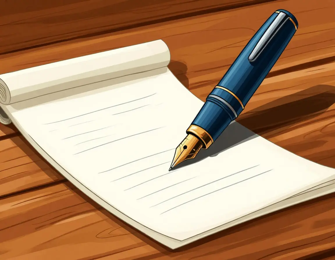 ручка и лист бумаги