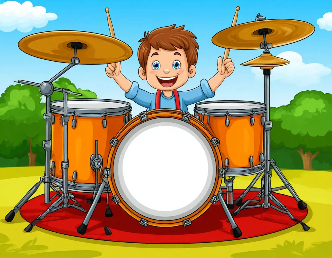 мальчик играет на барабанах