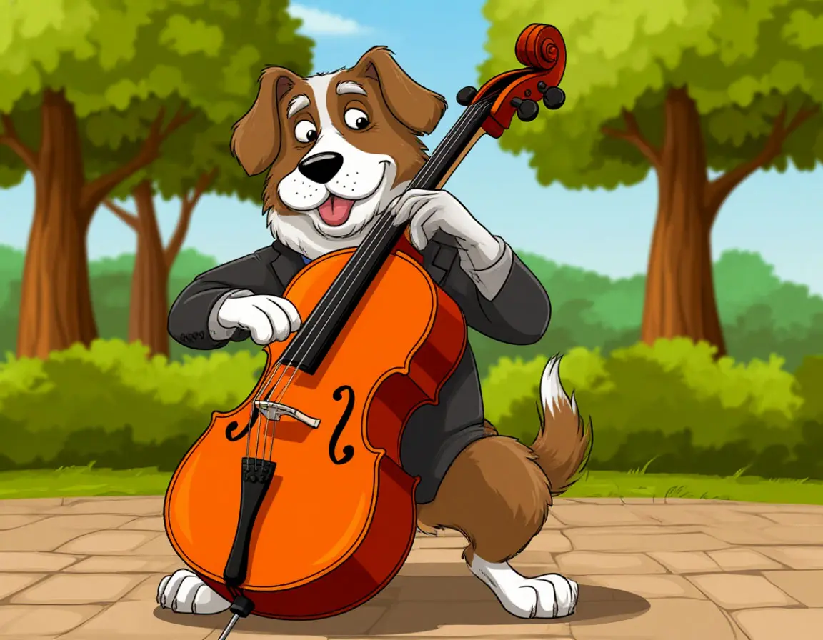 собака играет на контрабасе