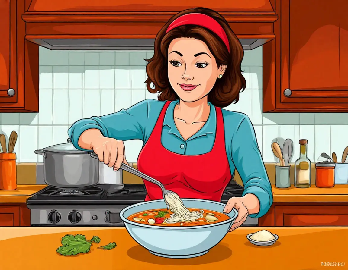 женщина готовит еду