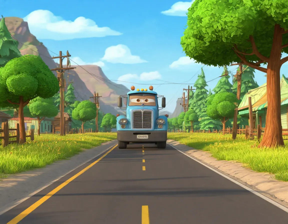 грузовик едет по дороге