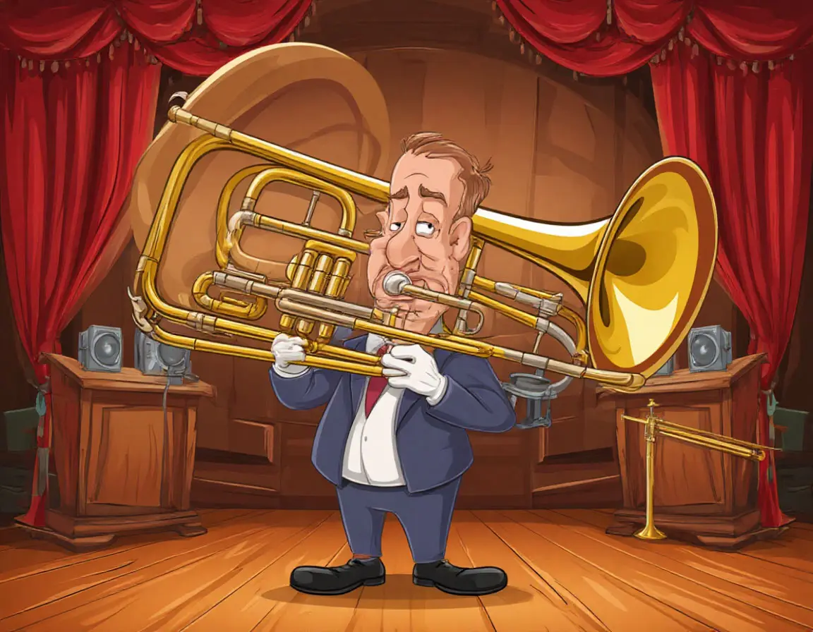 музыкант играет на большой трубе