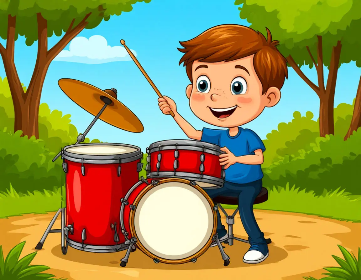 мальчик играет на барабанах