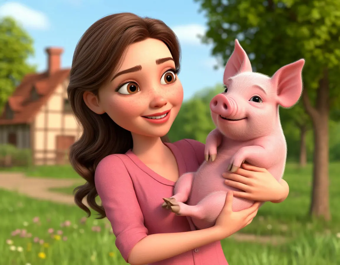 поросёнок на руках у женщины