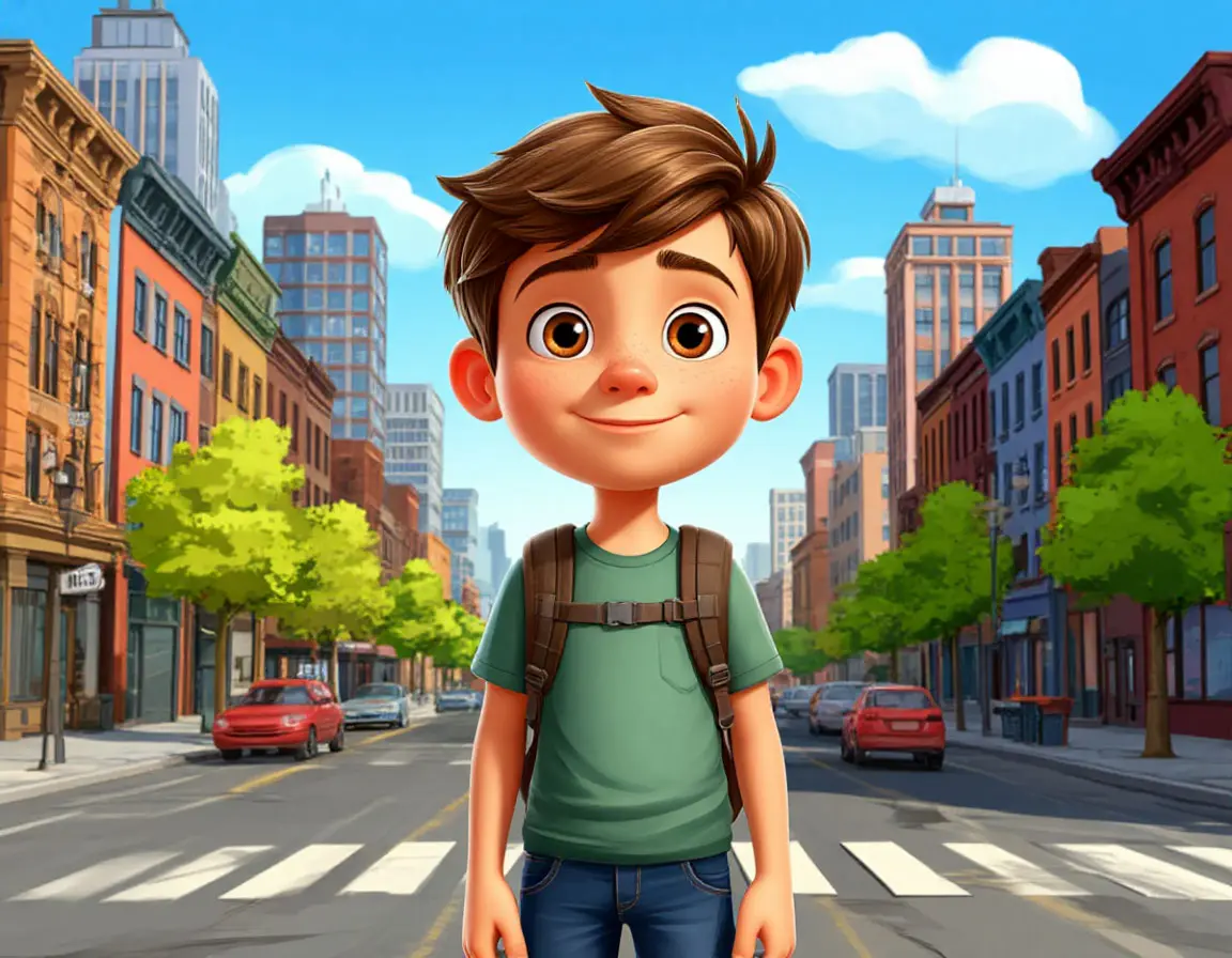 мальчик на пешеходном переходе