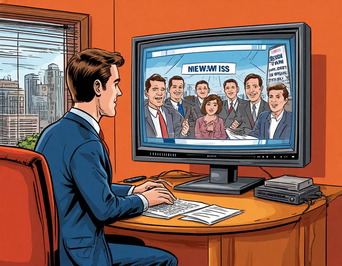 человек смотрит новости по телевизору