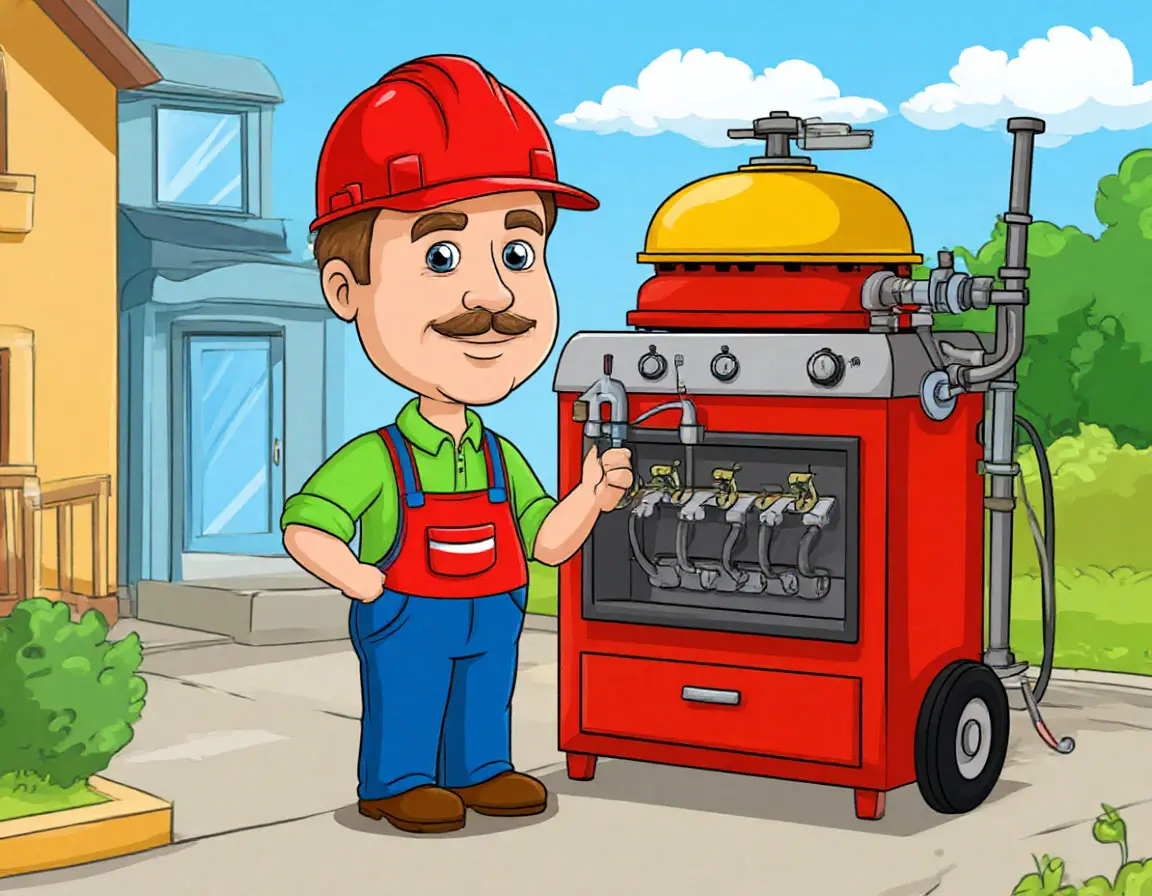 газовщик ремонтирует газовую установку