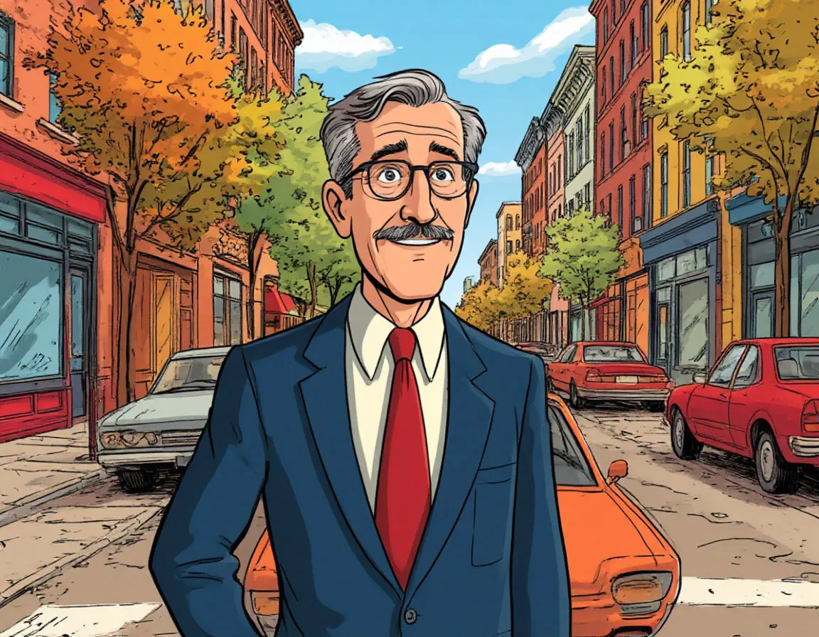 дяденька на середине дороги