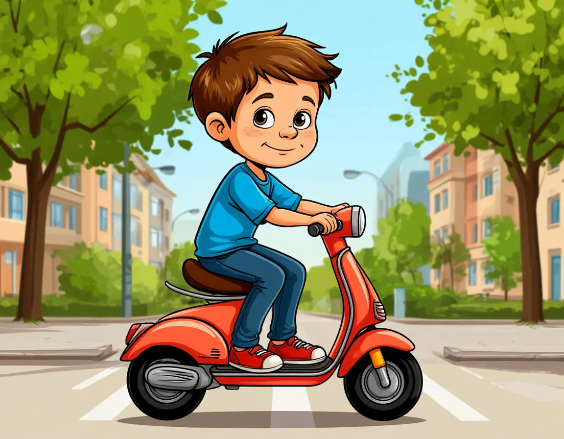 мальчик на мопеде