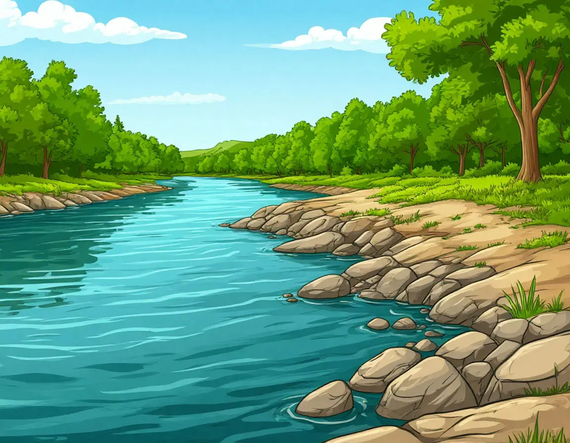 каменистый берег реки