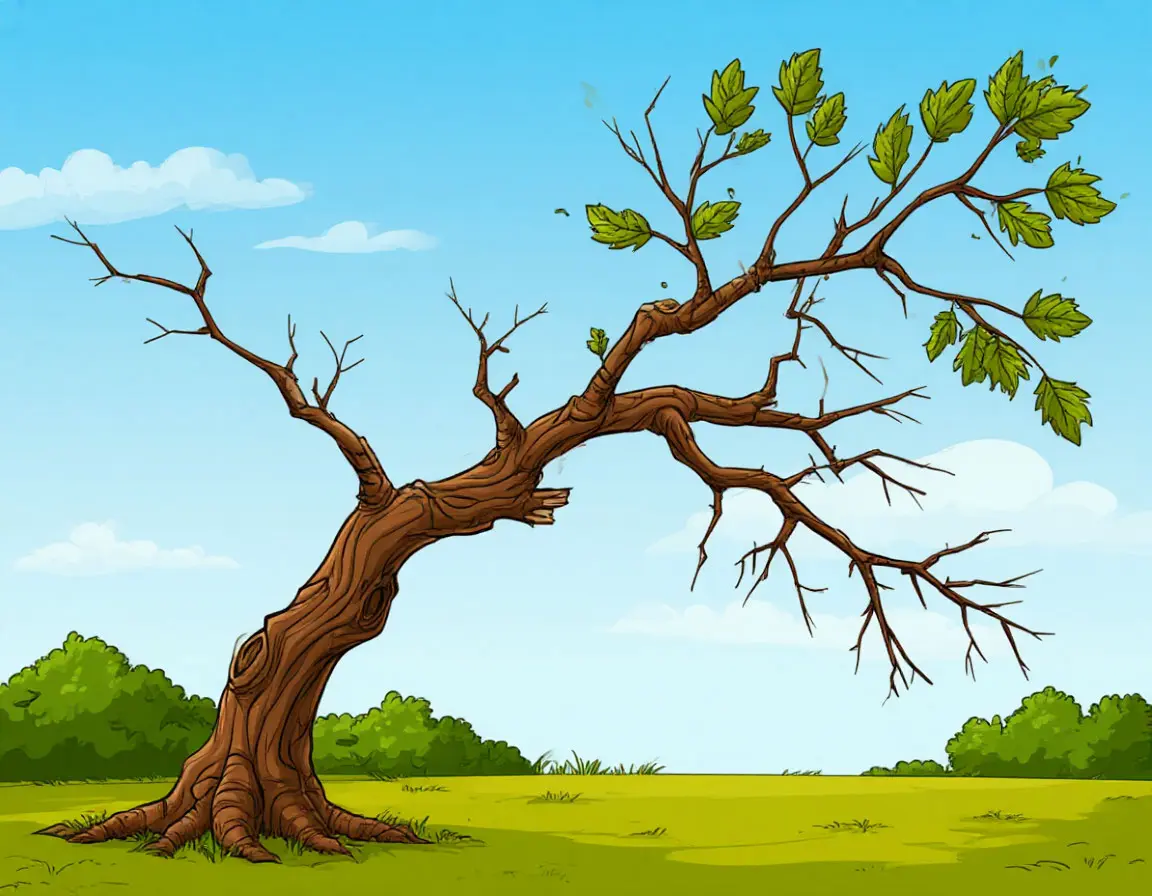 дерево наклонилось направо