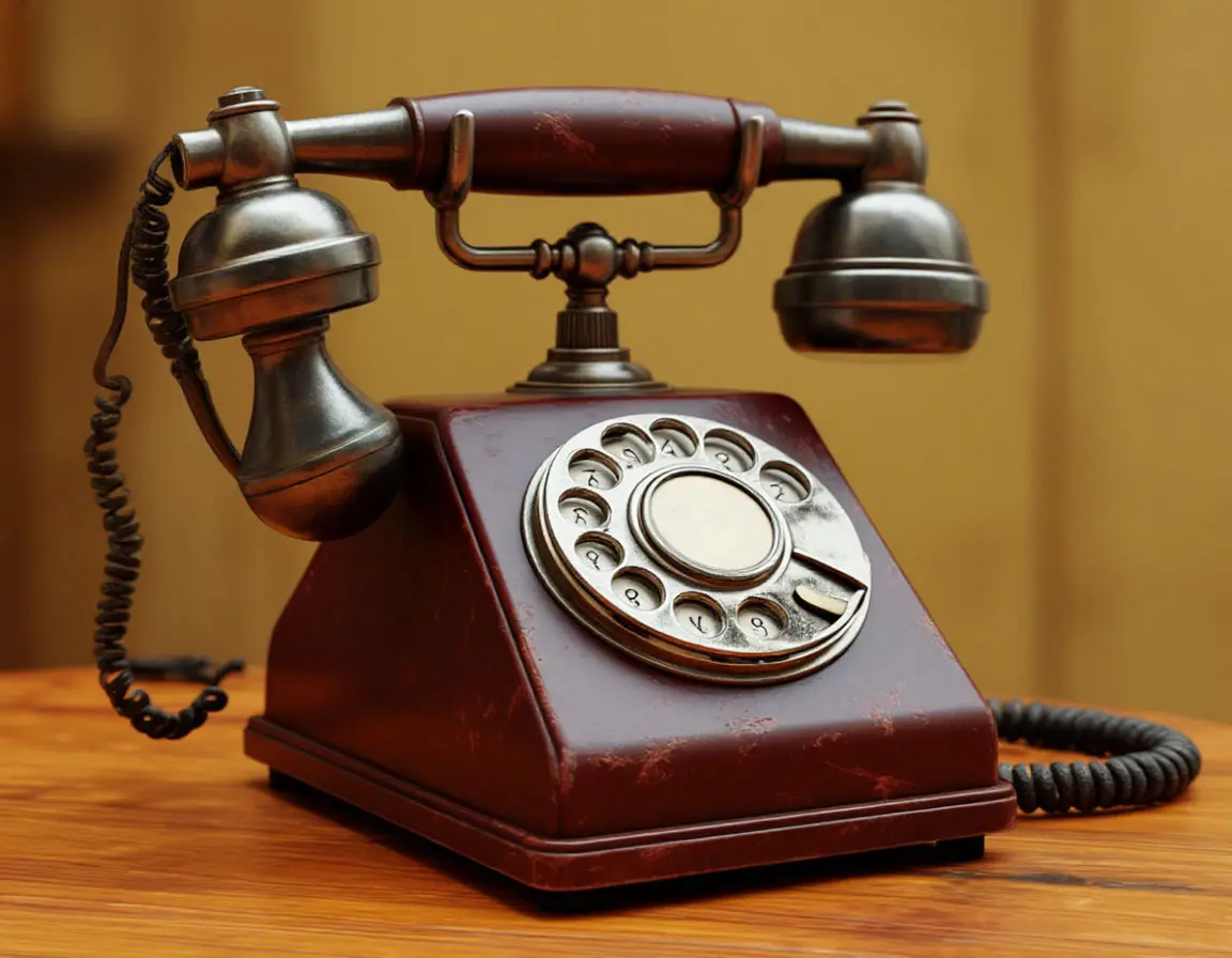 старый проводной телефон с дисководом