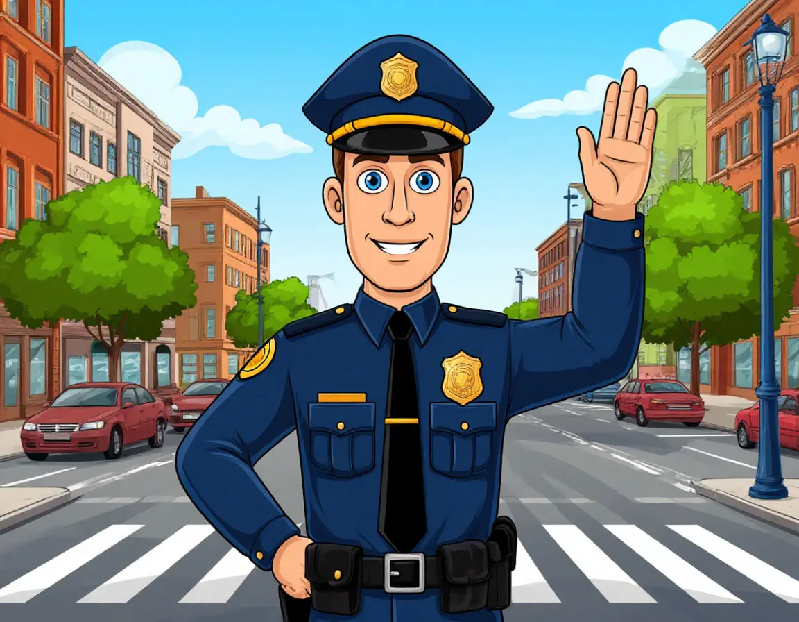 полицейский регулирует дорожное движение