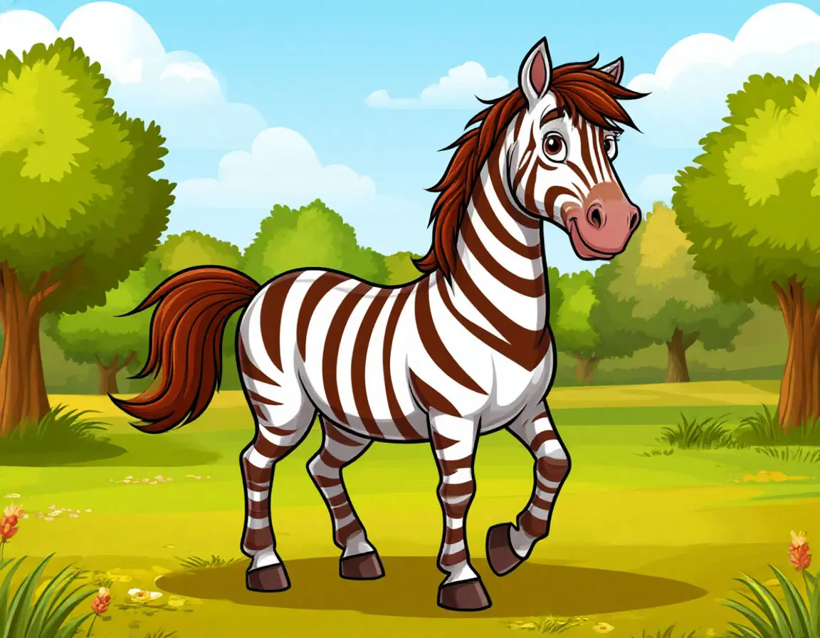 лошадь в коричневую полоску
