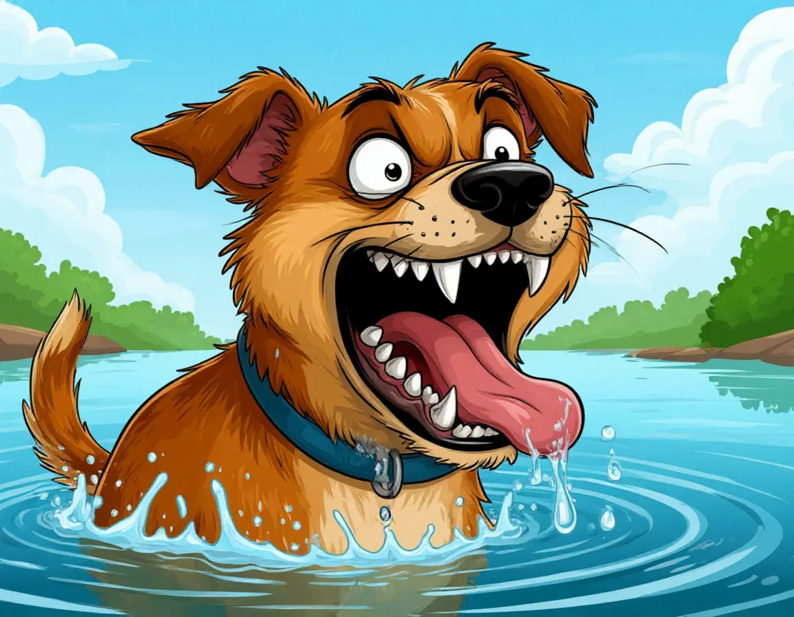 злая собака в воде